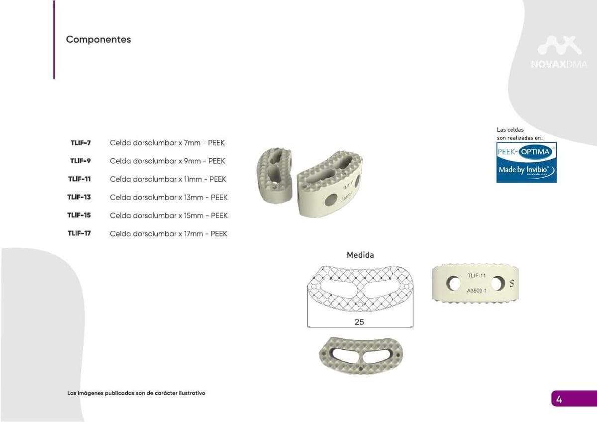 CAGE DE PEEK, TITANIO Y MATERIAL TRABECULAR